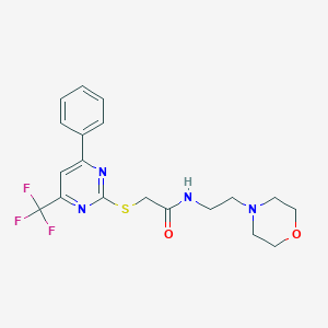 molecular formula C19H21F3N4O2S B417791 N-[2-(4-morpholinyl)ethyl]-2-{[4-phenyl-6-(trifluoromethyl)-2-pyrimidinyl]thio}acetamide 