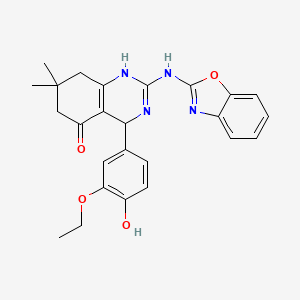 molecular formula C25H26N4O4 B4177925 2-(1,3-benzoxazol-2-ylamino)-4-(3-ethoxy-4-hydroxyphenyl)-7,7-dimethyl-4,6,7,8-tetrahydro-5(1H)-quinazolinone 