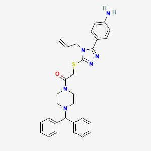 molecular formula C30H32N6OS B4177941 4-[4-allyl-5-({2-[4-(diphenylmethyl)-1-piperazinyl]-2-oxoethyl}thio)-4H-1,2,4-triazol-3-yl]aniline 