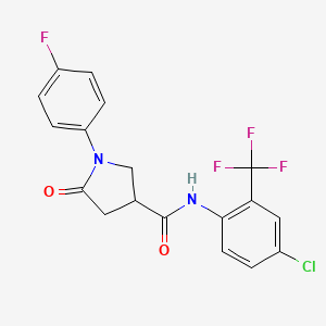 molecular formula C18H13ClF4N2O2 B4177943 N-[4-chloro-2-(trifluoromethyl)phenyl]-1-(4-fluorophenyl)-5-oxo-3-pyrrolidinecarboxamide 