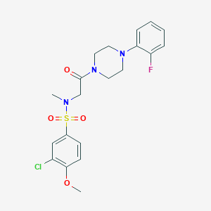 molecular formula C20H23ClFN3O4S B4177974 3-chloro-N-{2-[4-(2-fluorophenyl)-1-piperazinyl]-2-oxoethyl}-4-methoxy-N-methylbenzenesulfonamide 