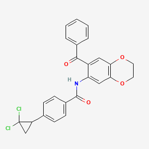 molecular formula C25H19Cl2NO4 B4177982 N-(7-benzoyl-2,3-dihydro-1,4-benzodioxin-6-yl)-4-(2,2-dichlorocyclopropyl)benzamide 