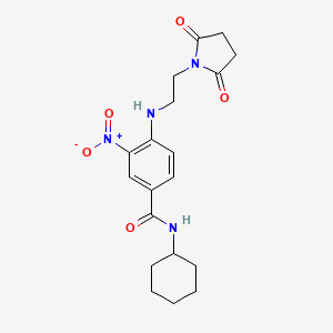 molecular formula C19H24N4O5 B4177995 N-cyclohexyl-4-{[2-(2,5-dioxo-1-pyrrolidinyl)ethyl]amino}-3-nitrobenzamide 