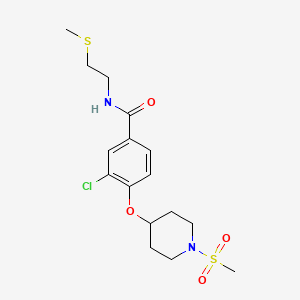 molecular formula C16H23ClN2O4S2 B4178030 3-chloro-4-{[1-(methylsulfonyl)-4-piperidinyl]oxy}-N-[2-(methylthio)ethyl]benzamide 
