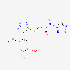 molecular formula C14H14ClN7O4S B4178037 2-{[1-(4-chloro-2,5-dimethoxyphenyl)-1H-tetrazol-5-yl]thio}-N-(4-methyl-1,2,5-oxadiazol-3-yl)acetamide 