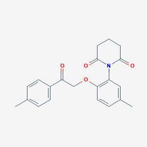 molecular formula C21H21NO4 B4178043 1-{5-methyl-2-[2-(4-methylphenyl)-2-oxoethoxy]phenyl}-2,6-piperidinedione 