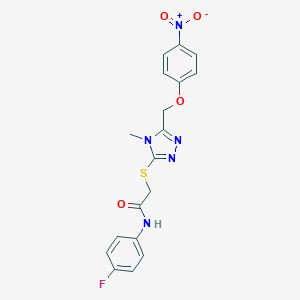 N-(4-fluorophenyl)-2-{[5-({4-nitrophenoxy}methyl)-4-methyl-4H-1,2,4-triazol-3-yl]sulfanyl}acetamide