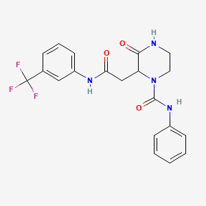 molecular formula C20H19F3N4O3 B4178060 3-oxo-2-(2-oxo-2-{[3-(trifluoromethyl)phenyl]amino}ethyl)-N-phenyl-1-piperazinecarboxamide 