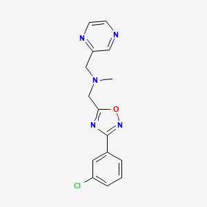 molecular formula C15H14ClN5O B4178080 1-[3-(3-chlorophenyl)-1,2,4-oxadiazol-5-yl]-N-methyl-N-(2-pyrazinylmethyl)methanamine 