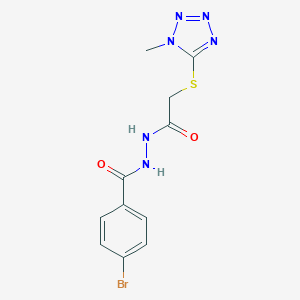 molecular formula C11H11BrN6O2S B417811 N'-[(4-bromophenyl)carbonyl]-2-[(1-methyl-1H-tetraazol-5-yl)sulfanyl]acetohydrazide 