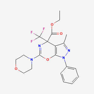 molecular formula C20H21F3N4O4 B4178130 ethyl 3-methyl-6-(4-morpholinyl)-1-phenyl-4-(trifluoromethyl)-1,4-dihydropyrazolo[4,3-e][1,3]oxazine-4-carboxylate 
