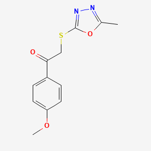 molecular formula C12H12N2O3S B4178155 1-(4-methoxyphenyl)-2-[(5-methyl-1,3,4-oxadiazol-2-yl)thio]ethanone 