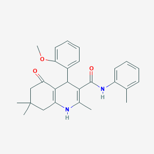 molecular formula C27H30N2O3 B417816 2,7,7-trimethyl-4-[2-(methyloxy)phenyl]-N-(2-methylphenyl)-5-oxo-1,4,5,6,7,8-hexahydroquinoline-3-carboxamide 