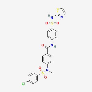 molecular formula C23H19ClN4O5S3 B4178168 4-[[(4-chlorophenyl)sulfonyl](methyl)amino]-N-{4-[(1,3-thiazol-2-ylamino)sulfonyl]phenyl}benzamide 