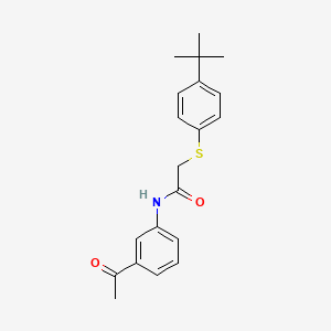 molecular formula C20H23NO2S B4178176 N-(3-acetylphenyl)-2-[(4-tert-butylphenyl)thio]acetamide 