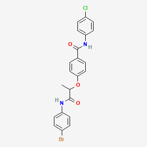 molecular formula C22H18BrClN2O3 B4178193 4-{2-[(4-bromophenyl)amino]-1-methyl-2-oxoethoxy}-N-(4-chlorophenyl)benzamide 
