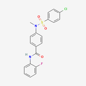 molecular formula C20H16ClFN2O3S B4178201 4-[[(4-chlorophenyl)sulfonyl](methyl)amino]-N-(2-fluorophenyl)benzamide 