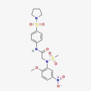 molecular formula C20H24N4O8S2 B4178239 N~2~-(2-methoxy-5-nitrophenyl)-N~2~-(methylsulfonyl)-N~1~-[4-(1-pyrrolidinylsulfonyl)phenyl]glycinamide 