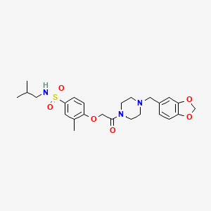 molecular formula C25H33N3O6S B4178246 4-{2-[4-(1,3-benzodioxol-5-ylmethyl)-1-piperazinyl]-2-oxoethoxy}-N-isobutyl-3-methylbenzenesulfonamide 