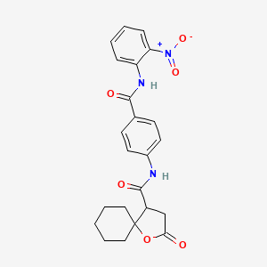 molecular formula C23H23N3O6 B4178254 N-(4-{[(2-nitrophenyl)amino]carbonyl}phenyl)-2-oxo-1-oxaspiro[4.5]decane-4-carboxamide 