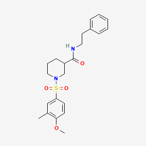 molecular formula C22H28N2O4S B4178262 1-[(4-methoxy-3-methylphenyl)sulfonyl]-N-(2-phenylethyl)-3-piperidinecarboxamide 