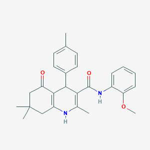 molecular formula C27H30N2O3 B417828 2,7,7-trimethyl-N-[2-(methyloxy)phenyl]-4-(4-methylphenyl)-5-oxo-1,4,5,6,7,8-hexahydroquinoline-3-carboxamide 