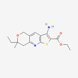 molecular formula C16H20N2O3S B4178280 ethyl 3-amino-7-ethyl-7-methyl-7,8-dihydro-5H-pyrano[4,3-b]thieno[3,2-e]pyridine-2-carboxylate 