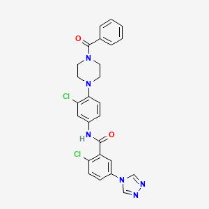 molecular formula C26H22Cl2N6O2 B4178304 N-[4-(4-benzoyl-1-piperazinyl)-3-chlorophenyl]-2-chloro-5-(4H-1,2,4-triazol-4-yl)benzamide 