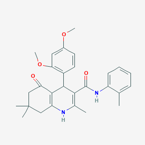 molecular formula C28H32N2O4 B417831 4-[2,4-bis(methyloxy)phenyl]-2,7,7-trimethyl-N-(2-methylphenyl)-5-oxo-1,4,5,6,7,8-hexahydroquinoline-3-carboxamide 