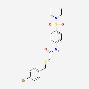 molecular formula C19H23BrN2O3S2 B4178311 2-[(4-bromobenzyl)thio]-N-{4-[(diethylamino)sulfonyl]phenyl}acetamide 