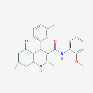 molecular formula C27H30N2O3 B417832 2,7,7-trimethyl-N-[2-(methyloxy)phenyl]-4-(3-methylphenyl)-5-oxo-1,4,5,6,7,8-hexahydroquinoline-3-carboxamide 