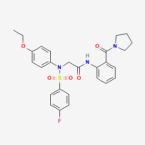 molecular formula C27H28FN3O5S B4178325 N~2~-(4-ethoxyphenyl)-N~2~-[(4-fluorophenyl)sulfonyl]-N~1~-[2-(1-pyrrolidinylcarbonyl)phenyl]glycinamide 