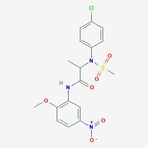 molecular formula C17H18ClN3O6S B4178333 N~2~-(4-chlorophenyl)-N~1~-(2-methoxy-5-nitrophenyl)-N~2~-(methylsulfonyl)alaninamide 