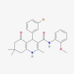 molecular formula C26H27BrN2O3 B417834 4-(3-bromophenyl)-2,7,7-trimethyl-N-[2-(methyloxy)phenyl]-5-oxo-1,4,5,6,7,8-hexahydroquinoline-3-carboxamide 