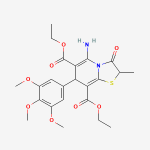 molecular formula C23H28N2O8S B4178355 diethyl 5-amino-2-methyl-3-oxo-7-(3,4,5-trimethoxyphenyl)-2,3-dihydro-7H-[1,3]thiazolo[3,2-a]pyridine-6,8-dicarboxylate 