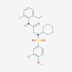 molecular formula C24H31ClN2O4S B4178357 N~2~-[(3-chloro-4-methoxyphenyl)sulfonyl]-N~2~-cyclohexyl-N~1~-(2-ethyl-6-methylphenyl)glycinamide 