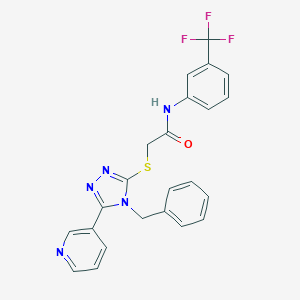 molecular formula C23H18F3N5OS B417836 2-{[4-benzyl-5-(3-pyridinyl)-4H-1,2,4-triazol-3-yl]sulfanyl}-N-[3-(trifluoromethyl)phenyl]acetamide 