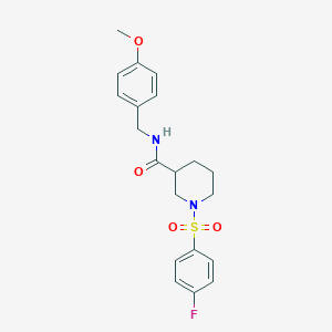 molecular formula C20H23FN2O4S B4178363 1-[(4-fluorophenyl)sulfonyl]-N-(4-methoxybenzyl)-3-piperidinecarboxamide 