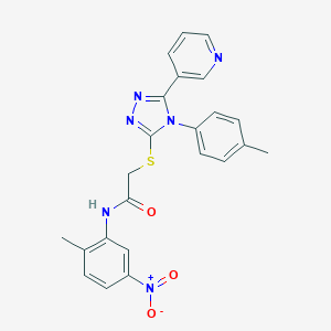molecular formula C23H20N6O3S B417837 N-{5-nitro-2-methylphenyl}-2-{[4-(4-methylphenyl)-5-(3-pyridinyl)-4H-1,2,4-triazol-3-yl]sulfanyl}acetamide 
