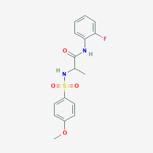 molecular formula C16H17FN2O4S B4178377 N~1~-(2-fluorophenyl)-N~2~-[(4-methoxyphenyl)sulfonyl]alaninamide 