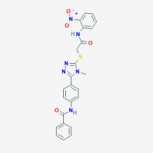 molecular formula C24H20N6O4S B417839 N-(4-{5-[(2-{2-nitroanilino}-2-oxoethyl)sulfanyl]-4-methyl-4H-1,2,4-triazol-3-yl}phenyl)benzamide 