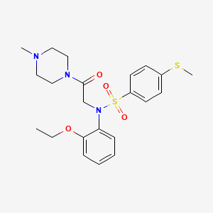 molecular formula C22H29N3O4S2 B4178411 N-(2-ethoxyphenyl)-N-[2-(4-methyl-1-piperazinyl)-2-oxoethyl]-4-(methylthio)benzenesulfonamide 