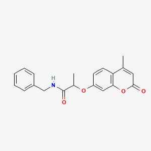 molecular formula C20H19NO4 B4178424 N-benzyl-2-[(4-methyl-2-oxo-2H-chromen-7-yl)oxy]propanamide 