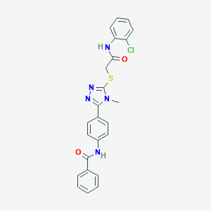 molecular formula C24H20ClN5O2S B417843 N-[4-[5-[2-(2-chloroanilino)-2-oxoethyl]sulfanyl-4-methyl-1,2,4-triazol-3-yl]phenyl]benzamide 
