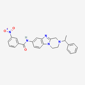 molecular formula C25H23N5O3 B4178443 3-nitro-N-[2-(1-phenylethyl)-1,2,3,4-tetrahydropyrazino[1,2-a]benzimidazol-8-yl]benzamide 