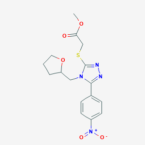 methyl {[5-{4-nitrophenyl}-4-(tetrahydro-2-furanylmethyl)-4H-1,2,4-triazol-3-yl]sulfanyl}acetate
