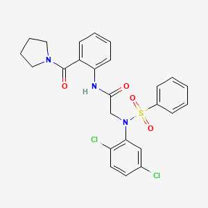 molecular formula C25H23Cl2N3O4S B4178455 N~2~-(2,5-dichlorophenyl)-N~2~-(phenylsulfonyl)-N~1~-[2-(1-pyrrolidinylcarbonyl)phenyl]glycinamide 