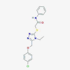 molecular formula C19H19ClN4O2S B417846 2-({5-[(4-chlorophenoxy)methyl]-4-ethyl-4H-1,2,4-triazol-3-yl}sulfanyl)-N-phenylacetamide 