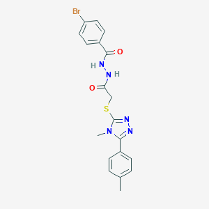 molecular formula C19H18BrN5O2S B417847 N'-(4-bromobenzoyl)-2-{[4-methyl-5-(4-methylphenyl)-4H-1,2,4-triazol-3-yl]sulfanyl}acetohydrazide 