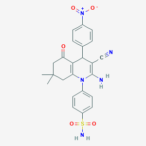 molecular formula C24H23N5O5S B4178479 4-[2-amino-3-cyano-7,7-dimethyl-4-(4-nitrophenyl)-5-oxo-5,6,7,8-tetrahydro-1(4H)-quinolinyl]benzenesulfonamide 